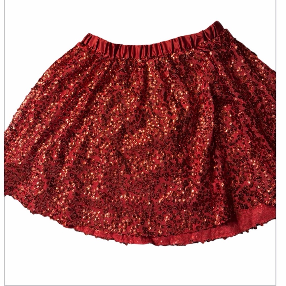 Cherokee brand Red Sequin girls Skirt. size XL, 14/16.   Lined.  Party red NYE